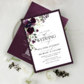 QR-code Paars Floral Waterverf script Kaart