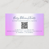 QR-code Paars Glitter Aardbeien Confectie Chef Visitekaartje (Achterkant)
