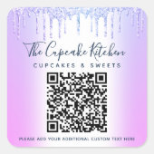 QR Code Paars Glitter Streven Bedrijfs Naam Modern Vierkante Sticker (Voorkant)