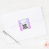 QR Code Paars Glitter Streven Bedrijfs Naam Modern Vierkante Sticker (Envelop)