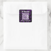 QR Code paars leuk verloren gevonden Vierkante Sticker (Tas)