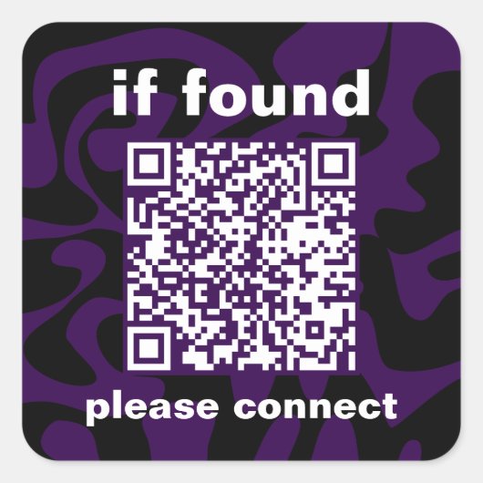 QR Code paars leuk verloren gevonden Vierkante Sticker (Voorkant)