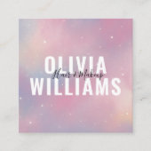 QR Code Paars roze Galaxy Square Visitekaartje (Voorkant)