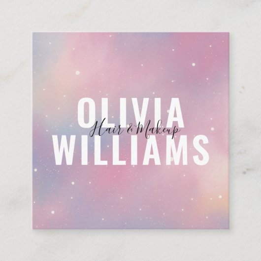 QR Code Paars roze Galaxy Square Visitekaartje (Voorkant)