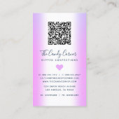 QR-code Paarse aardbei Glitter Drips Confectie Visitekaartje (Achterkant)