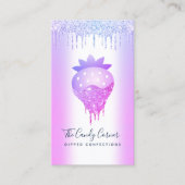 QR-code Paarse aardbei Glitter Drips Confectie Visitekaartje (Voorkant)