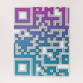 QR-code - Paarse blauwe jigzaag Puzzle Legpuzzel (Verticaal)