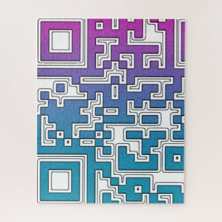 QR-code - Paarse blauwe jigzaag Puzzle Legpuzzel