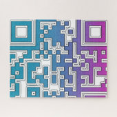 QR-code - Paarse blauwe jigzaag Puzzle Legpuzzel (Horizontaal)