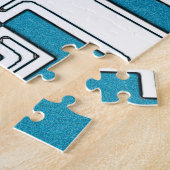 QR-code - Paarse blauwe jigzaag Puzzle Legpuzzel (Zijkant)