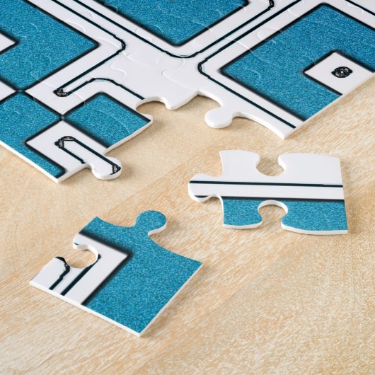 QR-code - Paarse blauwe jigzaag Puzzle Legpuzzel (Zijkant)