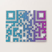 QR-code - Paarse blauwe jigzaag Puzzle Legpuzzel (Horizontaal)