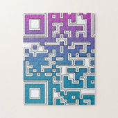 QR-code - Paarse blauwe jigzaag Puzzle Legpuzzel (Verticaal)