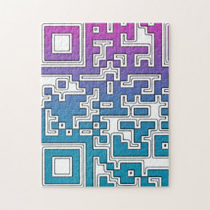 QR-code - Paarse blauwe jigzaag Puzzle Legpuzzel