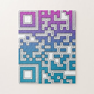 QR-code - Paarse blauwe jigzaag Puzzle Legpuzzel