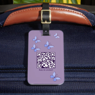 QR code Paarse-Blauwe Vlinders Bagagelabel