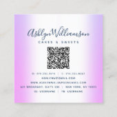 QR Code Paarse Cupcake Glitter Drips Bakkerij geba Vierkante Visitekaartje (Achterkant)
