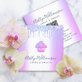 QR Code Paarse Cupcake Glitter Drips Bakkerij geba Vierkante Visitekaartje