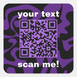 QR code Paarse en zwarte Modern Square Vierkante Sticker