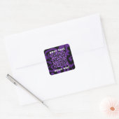 QR code Paarse en zwarte Modern Square Vierkante Sticker (Envelop)