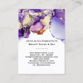 *~* QR CODE Paarse Lavendel Glam AP29 Goud Verguld Visitekaartje (Achterkant)