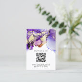 *~* QR CODE Paarse Lavendel Glam AP29 Goud Verguld Visitekaartje (Staand voorkant)