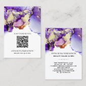 *~* QR CODE Paarse Lavendel Glam AP29 Goud Verguld Visitekaartje (Voorkant / Achterkant)