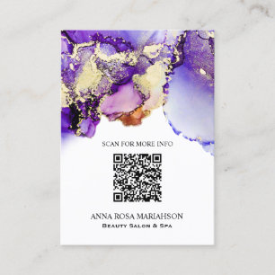 *~* QR CODE Paarse Lavendel Glam AP29 Goud Verguld Visitekaartje