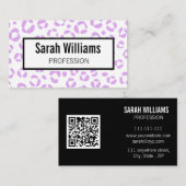 QR Code Paarse Luipaardprint Visitekaartje (Voorkant / Achterkant)