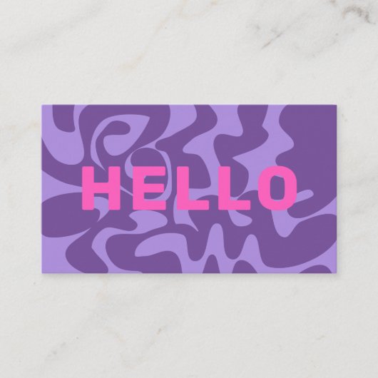 QR Code Paarse Roze Retro Squiggles Visitekaartje (Voorkant)