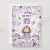 QR Code Paarse Waterverf Fairy Eerste Verjaardag Kaart (Achterkant)