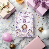 QR Code Paarse Waterverf Fairy Eerste Verjaardag Kaart