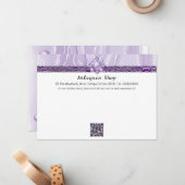 QR Code Paarse Zijde & Folie Zaken Notitiekaartje (Voorkant / Achterkant in situ)