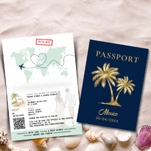 QR Code Palm Tree Passport Bruiloft Wereldkaart