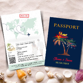 QR Code Palm Tree Passport Bruiloft Wereldkaart