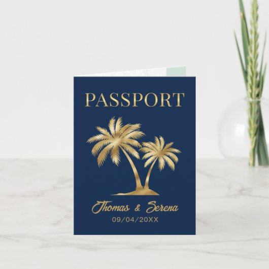QR Code Palm Tree Passport Style Wedding (Voorkant)