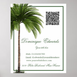 QR Code  Palm Tree Tropical Elegant Poster