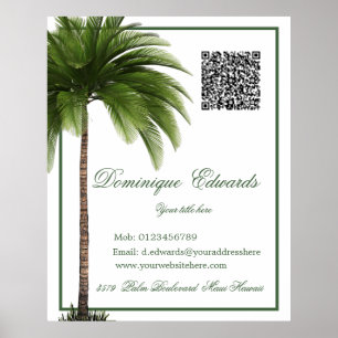 QR Code Palm Tree Tropical Elegant Poster