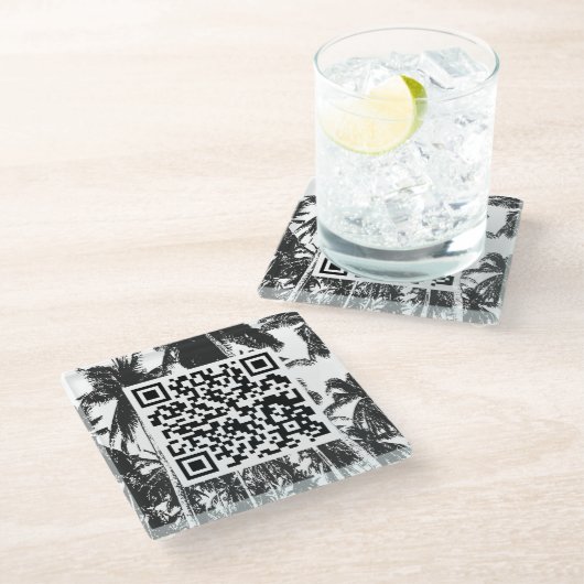 QR-code palmboom Ontwerpglas Onderzetter (Schuin)