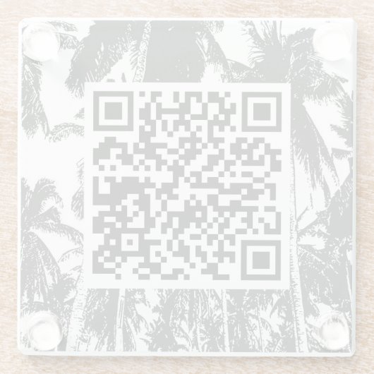 QR-code palmboom Ontwerpglas Onderzetter (Achterkant)