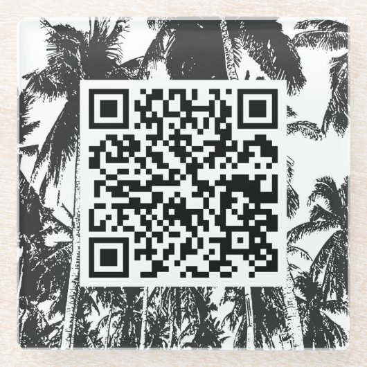 QR-code palmboom Ontwerpglas Onderzetter Glazen Onderzetter (Voorkant)