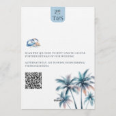 QR-code Palmboom Strand Bruiloft Bestemming Kaart (Achterkant)