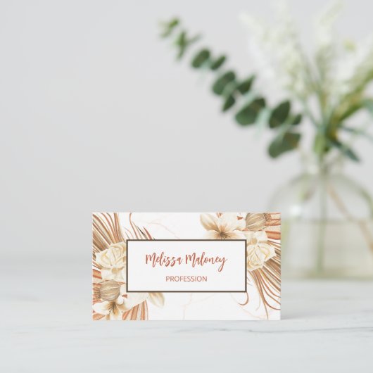 QR-code | Pampas Grass Waterverf Boho Visitekaartje (Staand voorkant)