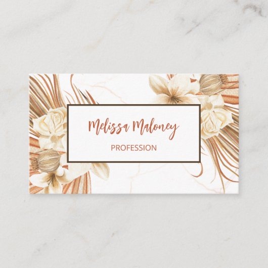 QR-code | Pampas Grass Waterverf Boho Visitekaartje (Voorkant)