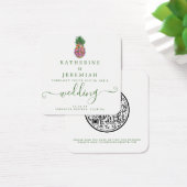 QR Code Pananas Floral Wedding Vierkante Visitekaartjes (Bureau)
