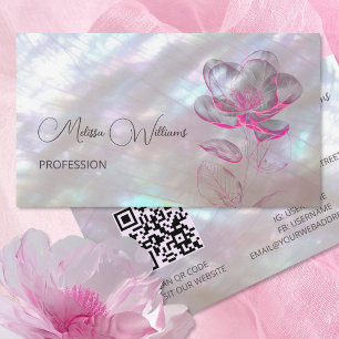 QR Code   Parelmoer Bloem Glanzend Visitekaartje