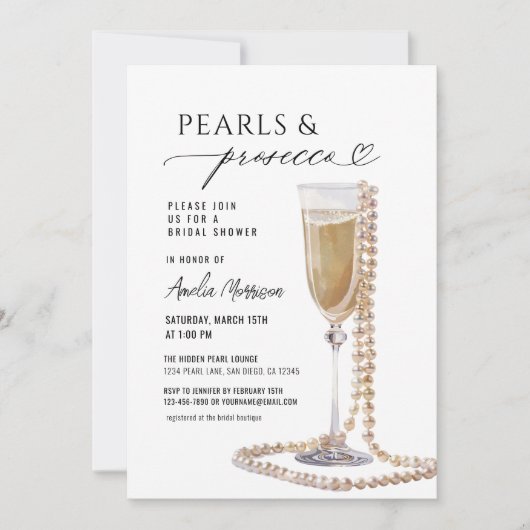 QR Code Parels en Prosecco Vrijgezellenfeest Kaart (Voorkant)