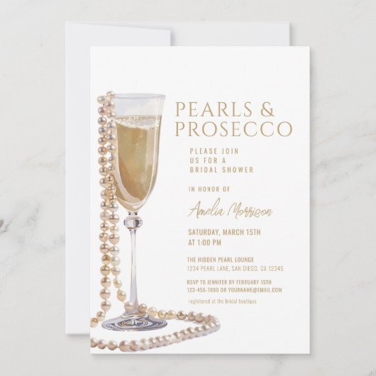 QR Code Parels en Prosecco Vrijgezellenfeest Kaart (Voorkant)