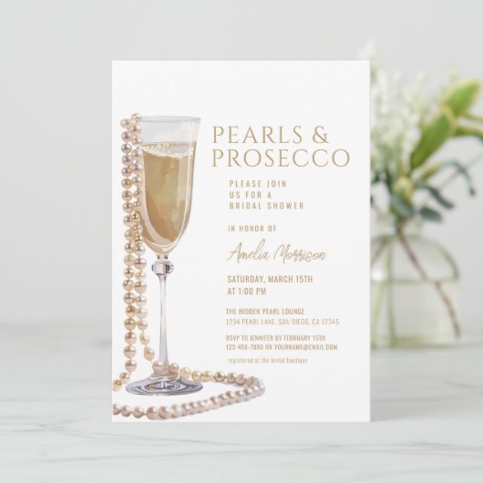 QR Code Parels en Prosecco Vrijgezellenfeest Kaart (Staand voorkant)