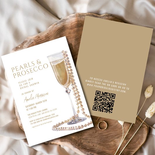QR Code Parels en Prosecco Vrijgezellenfeest Kaart